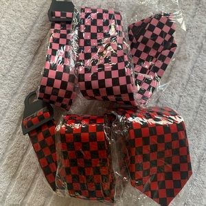 NEW Pair of ties 2 checkered pink red black